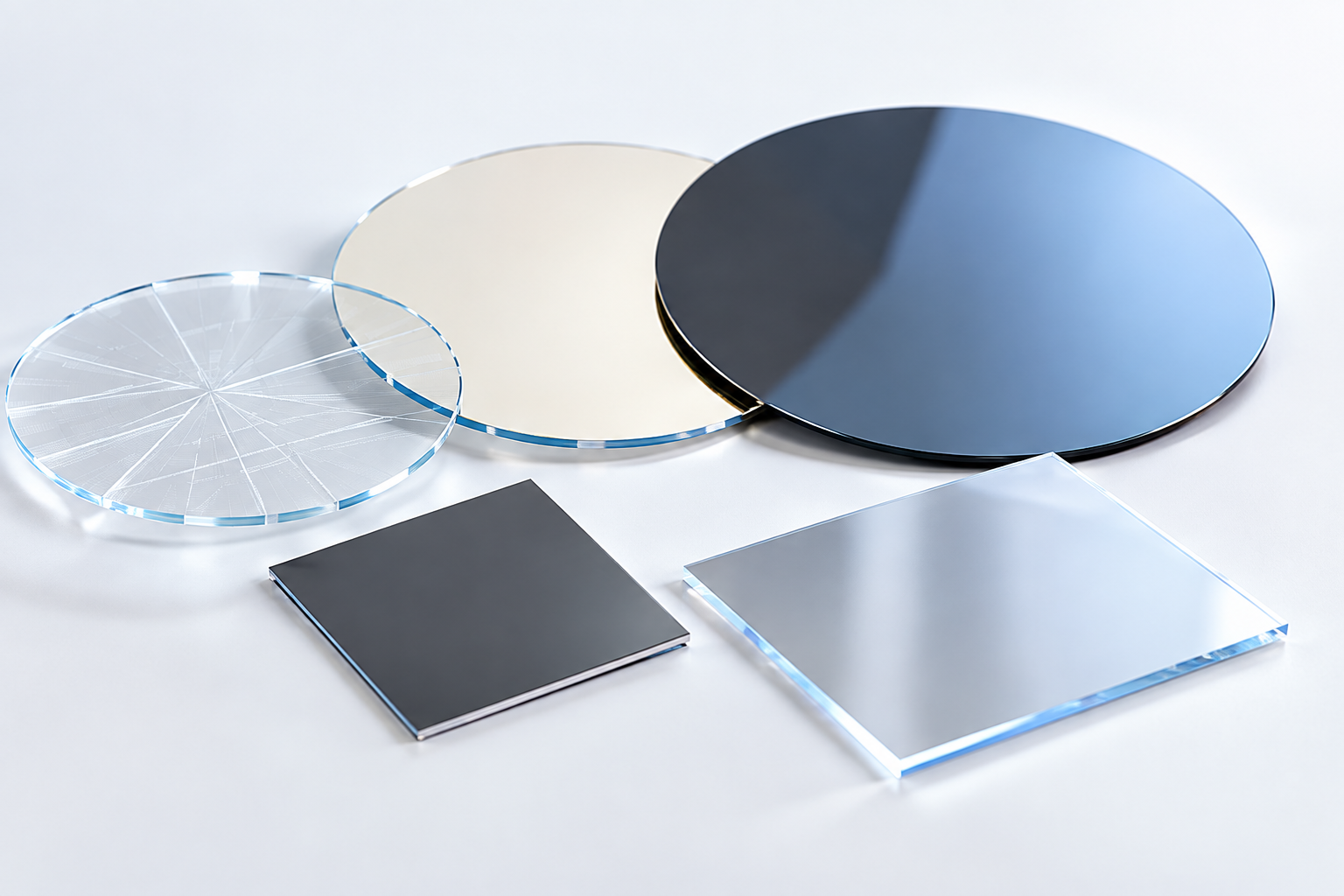 Category illustration: single-crystal substrates and thin-film deposition targets of varying sizes