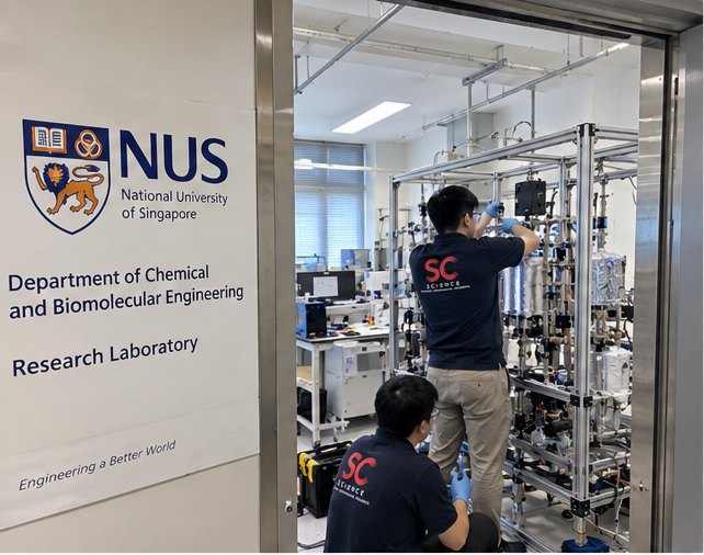 SC Science engineers commissioning equipment at the NUS Department of Chemical and Biomolecular Engineering