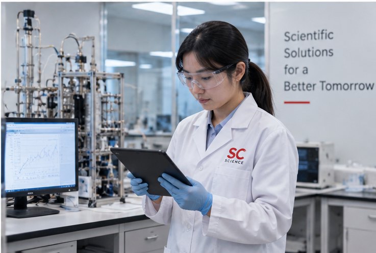 Researcher reviewing data in an SC Science laboratory