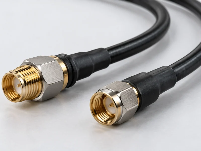 Coaxial RF cable assemblies with precision metal connectors.